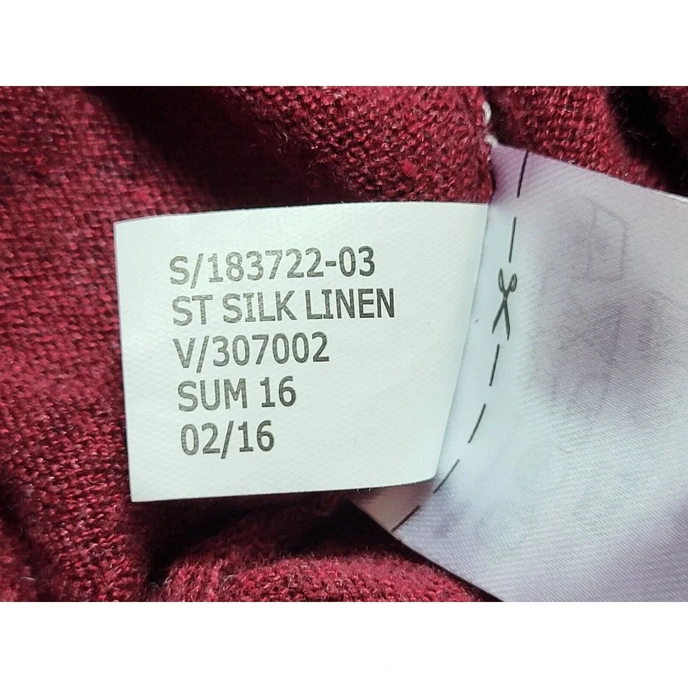 Banana Republic Cranberry V-Neck Mens Sweater Silk Linen‎ Long Sleeve XL